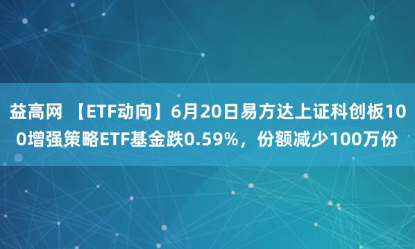 益高网 【ETF动向】6月20日易方达上证科创板100增强策略ETF基金跌0.59%，份额减少100万份
